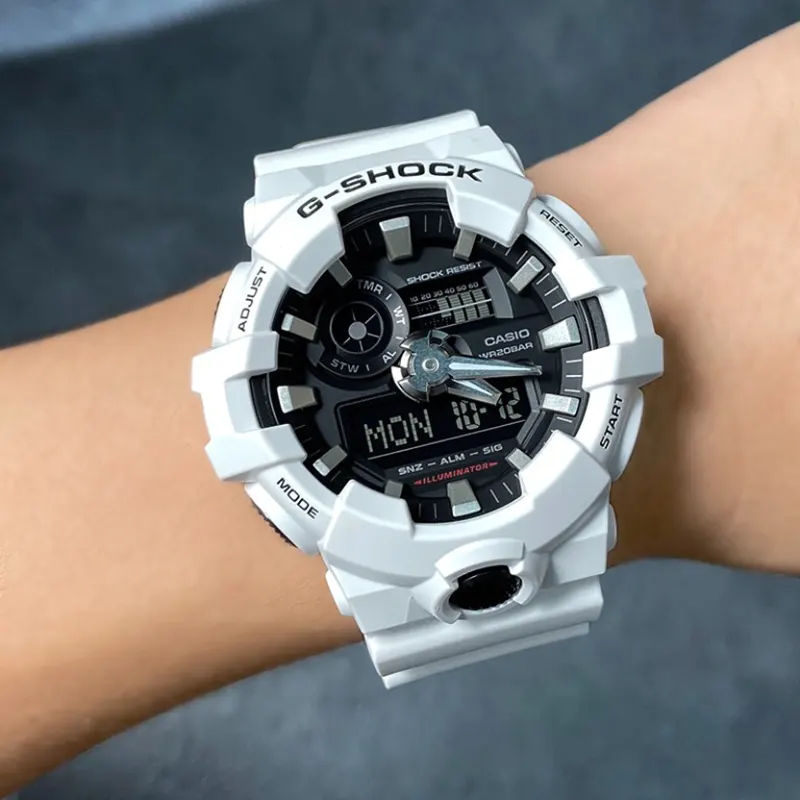 Casio G-Shock Dual-time White Band Men's Watch-  GA-700-7A